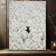 1pc Black Sheep In Aries Canvas Art Print, Art Deco Modern Style Wall Hanging Decor, Living Room, Home Office, Classroom, Hotel - Indoor Artwork,No Frame