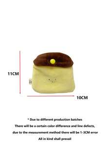 1pc Handmade Cute Caramel Pudding Shape Pouch Creative Mini Plush Earbud/Card Holder Wallet Purse Wallet Mini Wallet Coin Wallet - Yellow - View 6