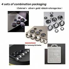 4 Sets Of Mixed-Color Compatible With Samsung Galaxy S25 S23 S22 Ultra S25 S24 Plus S23+S24 Ultra S23 Ultra S25 Ultra Camera Lens Protective Film, Ultra HD 9H Reinforced Glass And Metal Separate Ring Cover, Easy To Install, Scratch-Proof, Suitable For Housing +1pc Storage Box.