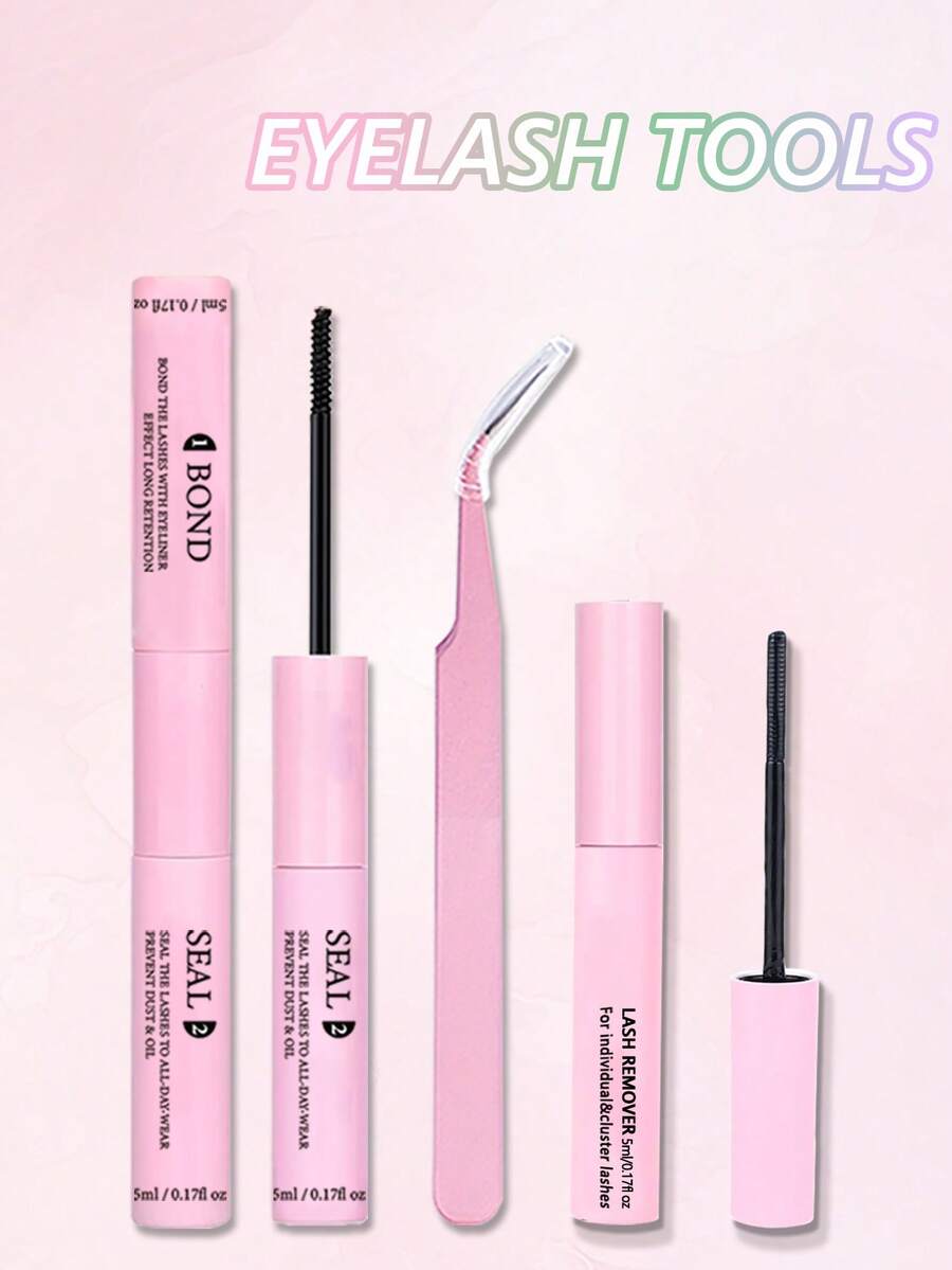 Lash Bond And Seal 10ml Colle et Scellant pour Faux-cils, Pinces, Pinceau, pour Faux-cils Effilés Longue Tenue Imperméable Tout au Long de la Journée 2 en 1 Colle et Scellant pour Extensions de Cils DIY - Noir - Voir 1