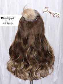 V 型卷发夹入式接发，自然造型，无痛，蓬松，女士合成假发 - 挑染棕色 - 查看 8