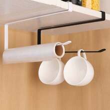 1 pieza Soporte para rollo de papel de cocina, estante de almacenamiento de cocina, sin taladro, soporte para rollo de cocina, soporte para rollo de cocina montado en la pared para cocina, baño, armarios
