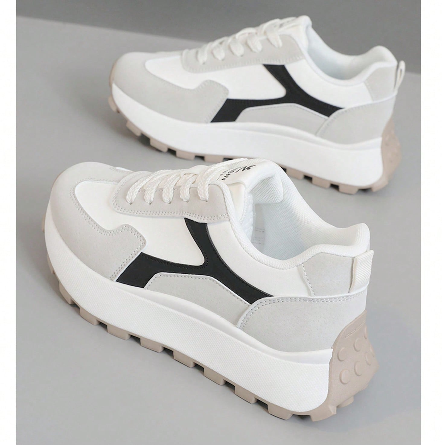 Nuevos tenis con suela gruesa y chunky para mujeres, transpirables, que aumentan la altura, zapatos deportivos casuales de bloques de color, otoño 20