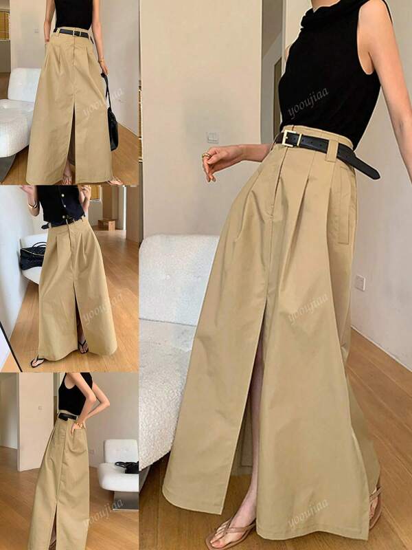 Spring And Summer Fashionable And Versat Slim Ming High Wais Commu Ter Women's Skir (Belt Not Included)