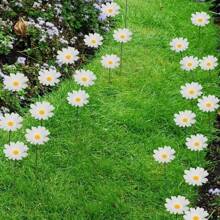 10 Stück Outdoor Garten & Hoffmann Dekorationen PVC Simulation Gänseblümchen Stange Blume Große Größe, Herbstdekoration