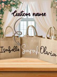 Personalized Bridesmaid Tote Bags, Custom Burlap Gift Bag, Beach Tote Bag, Bachelorette Party Bag, Bridesmaid Proposal Gift, Wedding Gift Bag, All-Purpose, Large Capacity, Versatile, Multifunction, Colorful, Cute, Adorable, Contracted, Funny, Kawaii, Y2K, Minimalist, Commuting, Business Casual, Basics, Custom, For Anniversaries, For Birthdays, For Holiday/ Vacation, For Outdoors/Outings/Travel/Hiking/Stadium/Sports/Climbing, For Business/Commute/Work/Office, Vacation, Vacation,School Supplies,Back To School,For Office,For School,For Classroom,For Teacher Gifts,For University,For Colleague,For Dorm Rooms,For Teacher,For Boys And Girls,For Teenagers,Junior High School Students,Middle School Students,High School Senior High School Students,College Students,University Students,Freshman,Sophomore,Underclassmen
