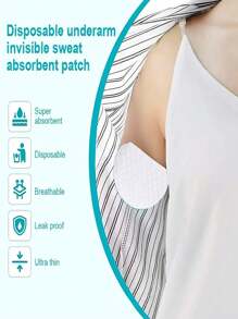 50pcs Armpit Sweat Pads, Disposable Underarm Absorption Sweat Pad, Durable And Effective, Breathable, Invisible, Comfortable And Odorless, Easy To Use, Suitable For Both Men And Women In Hot Summer Summer Cooling,Beach,Travel