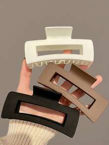 4 件/1 件女式 10.6 厘米/4.17 英寸黑色、白色、卡其色、棕色大方形轻质塑料发夹，时尚百搭高端优雅简约风格发饰，适合日常休闲、派对、通勤、度假、发型设计、洗脸、化妆、服装搭配发爪爪夹发夹发夹发夹发夹秋冬