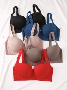 5 piezas de sujetadores sin costuras de talla grande MIMILEMON, sujetadores minimalistas lisos con elevación y soporte - Multicolor - Ver 5