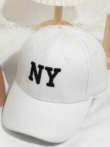 1pc Outdoor Adjustable Sun Protection Embroidered Letter Baseball Cap For Spring And Autumn - White - View 3
