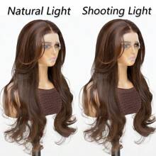 Brown 13x6 Synthetic Lace Front Wigs For Women 22 Inch Long Straight Glueless Kanekalon Hair Resistant Synthetic Hair Wigs Free Part 150% Density For Women Daily Party Vacation Holiday Use Easy To Install And Take Off For Beginners