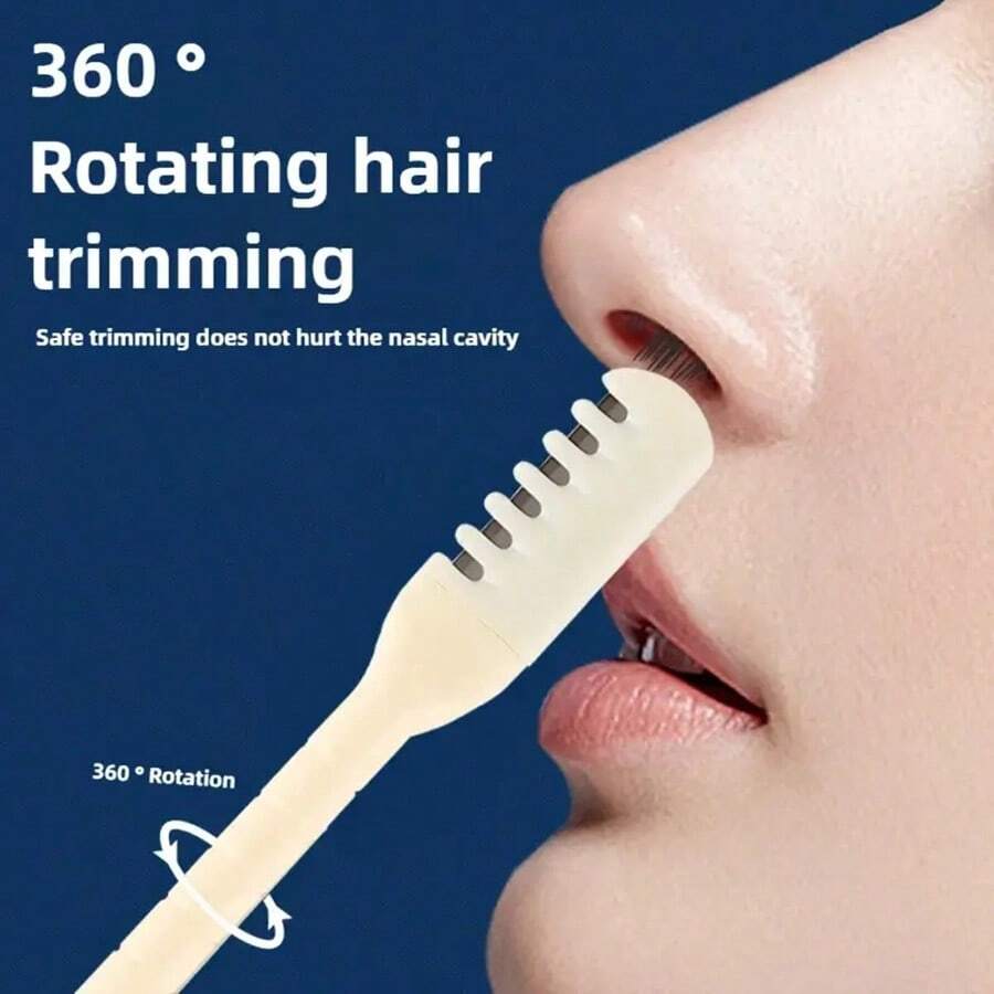 1pc Rotary Nose Hair Trimmer, Portable Dual Head Rotary Nose Hair Trimmer