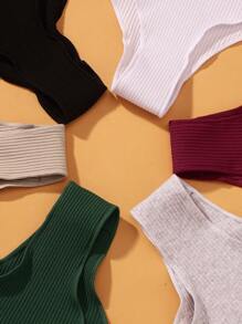 VKME Set di 6 pezzi Mutande basse in cotone, biancheria intima sportiva, pantaloncini brasiliani da donna con motivo a lettere