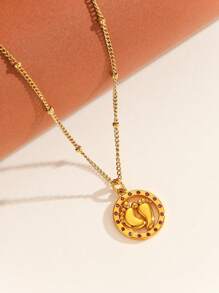 1 pièce Collier pendentif rond minimaliste, cadeau pour mère avec design d'empreinte de bébé, convient pour le port quotidien et les cadeaux pour femmes