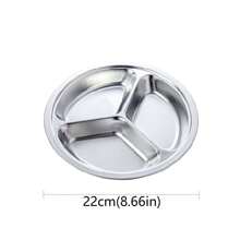 1pc Durable Stainless Steel Dinner Plate With Divided Sections For Easy Serving And Cleaning - Perfect For Camping And Outdoor Activities