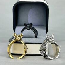 1pc Retro Metal Minimalist Bat Design Open Ring, Personalized Animal Ring For Men