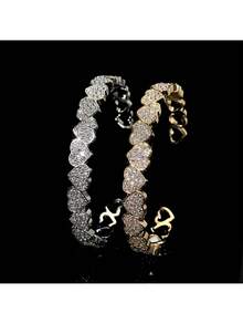 1pc Women's Romantic Sparkling Heart Design Bracelet, Fashionable Zirconia Stone Jewelry, Versatile For Daily Wear - Bracelet - View 5