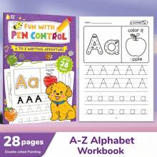 Cahier de 28 pages, de A à Z, exercices d'alphabet et de phonétique anglaise, jeux de lecture pour enfants, convient à l'entraînement du contrôle de l'écriture et à la pratique éducative. Papier imperméable, matériel éducatif, jouet éducatif précoce pour enfants, Montessori, matériel pédagogique, cadeau d'anniversaire pour garçon ou fille, exercice de contrôle du stylo