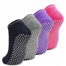 ELUTONG Anti Slip Non Skid Slipper Yoga Socks With Grips Sticky Home Hospital Athletic Socks For Adult Womens - #1 黑色+灰色+紫色+粉紅色 - 查看 2