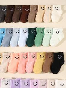 10 件装婴儿笑脸短袜，可爱时尚，适合春夏季 - 彩色 - 查看 4