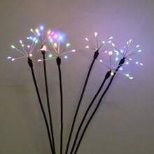 1PC Solar Powered Small Fireworks Ground Mounted Light, Suitable For Courtyard, Garden, Outdoor, Camping, Party Decoration