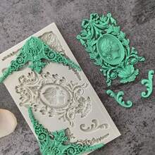 Moule en silicone pour le DIY et les cadres, moule de cuisson réutilisable pour les décorations de gâteaux à la pâte à sucre, les décorations de petits gâteaux, les décorations pour mariages et anniversaires - Gris pâle - Voir 4