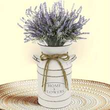 Vase à fleurs galvanisé vintage de style ferme - Pot de lait crème blanc délavé et patiné avec l'étiquette "Fleurs fraîches de la maison", parfait comme centre de table et décoration d'intérieur