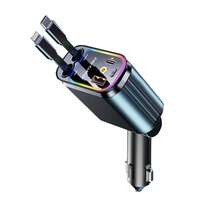 1pc Car Charger Supports Super Fast Charging, Retractable 4-In-1 Cigarette Lighter Charger - Black - View 9