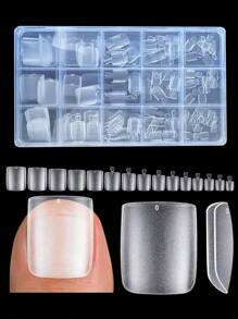 150pcs Wider Long Square Toe Nail Tips Full Cover Matte Toe Nail Press Ons Clear Soak Off Fake Toenails Extensions DIY Home Manicure Kit For Women 15 Sizes