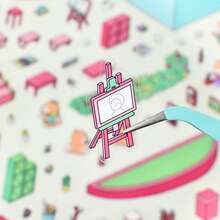 6 张大号翻盖 3D 风景贴纸，适用于 DIY 微型场景剪贴簿，3 张宠物贴纸 + 1 张风景纸板，学校用品，返校 - 彩色 - 查看 3