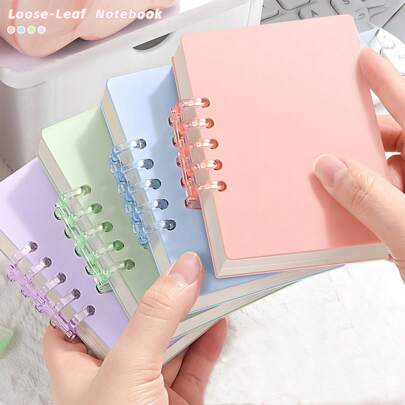 Cuaderno espiral A7 de bolsillo con papel de rayas - Cubierta de PVC (resistente al agua/a los arañazos) para maestros y estudiantes, diario mini lindo, 80 páginas, varios colores, útiles escolares, vuelta al cole