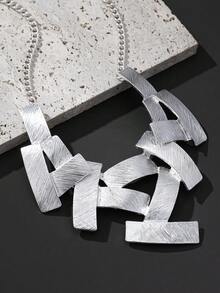 1 件/1 对/1 套几何拼布颈链，合金材质个性化夸张立方体项链和耳环，Y2K 风格百搭配饰 - 幾何方塊拼接 - 查看 14
