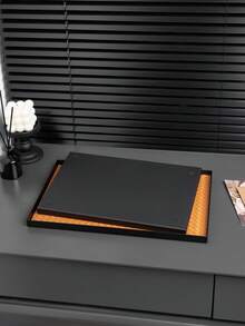 1 件豪华皮革托盘，金属方形托盘，编织纹理储物盘，装饰性储物盘，珠宝收纳盘，带防滑底座的展示盘，适用于家庭、酒店、咖啡厅、餐厅、派对，有橙色/勃艮第红/绿色/米色可选，不同尺寸（大/小），非常适合母亲节、圣诞节、万圣节礼物 - 彩色 - 查看 13