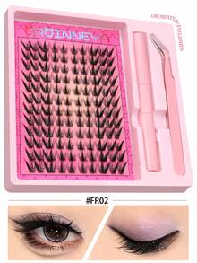 GROINNEYA 72 件单根睫毛，外观自然蓬松，簇状睫毛，纤细可重复使用睫毛束带，单根睫毛，灵活 DIY 睫毛化妆工具，适合初学者 - 黑色 - 查看 12