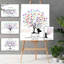 1 Stück Kreative Fingerabdruck DIY Finger Malerei Hochzeitsfeier Firmen Jahrestreffen personalisierter Fingerabdruck Anmeldung Baum, erhöht den Spaß, dekorative Malerei, Wohnzimmer, Schlafzimmer, Dekorationsposter, denkwürdig, bedeutungsvoll, Leinwand, ohne Rahmen, Valentinstag, Valentinstag Dekoration, Multifunktional, schimmelresistent, ornamental, exquisit, stilvolle, ideale Geschenke für sie, ihn, Freund, Freundin, Vater, Mutter, Familie, Freunde, Küche, Esszimmer, Schlafzimmer, Büro, Wohnzimmer, Zuhause, Garten, Teeraum, für Jahrestage, für Geburtstage, für Einweihung, für Abschluss, Weihnachtsdekoration, Herbst Zuhause Auffrischung, skandinavisch gemütliches Zuhause, warme Atmosphäre