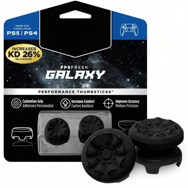 FPS Freek Galaxy Black (For /5) | High-Performance Joystick | 1 Tall Stick, 1 Medium Stick | Black Sleeve Silicone Controller Handle