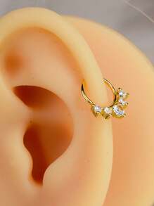 1 PIEZA Aros pequeños con baño de oro de 18K, cristal y estilo punk para mujer y hombre, para cartílago, hélix, trago, aro de nariz, septo, piercing y joyería corporal