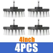 4pcs Soft Drill Brush Attachment 4inch For Cleaning Carpet & Leather And Upholstery Glass Car Tires Electric Scrubber Drill