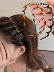 1/2 piezas Nueva versión coreana Diadema recogida de cabello trenzado hueco, accesorio de cabello con clip para flequillo, pieza para la cabeza