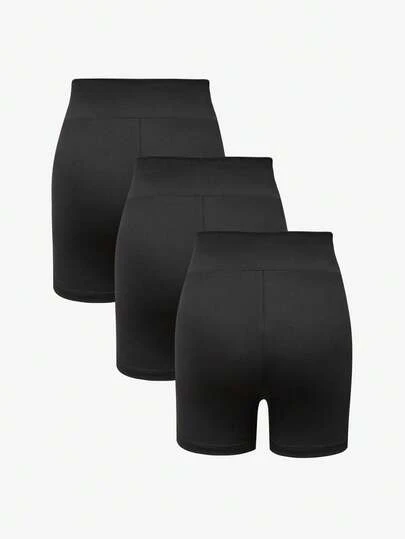 3 PiecesGirls' Solid Color Knitted Casual Sports Shorts (YY783)
