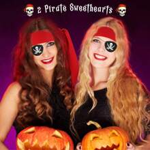4 Stück Piraten Zubehör Piraten Party Ausstattung, 2 Stück Piraten Kopftücher, 2 Stück Piraten Augenklappe, Halloween