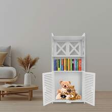 4-Tier PVC Storage Rack Bathroom Organizer With Strong Load-Bearing Capacity, Modern Design For Cosmetics, Books, Kitchen Utensils, 40x25x90cm, White - White - View 5