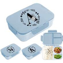 1pc Large Capacity Blue Lunch Box Portable Bento Box High Quality Lunch Box Leak-Proof Food Container For Students Travelers And Office Workers Bento Boxes For Adult Initial Name 26 Letters Pattern