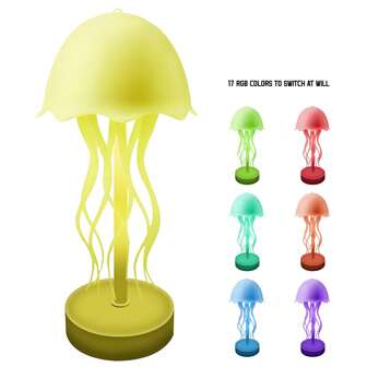 1 Pc Jellyfish Night Light, LED Mood Light With Type-C Interface, Rechargeable Table Lamp With Voice Control, RGB Gradient Desk Lamp For Bedroom, Perfect Gift For Kids And Adults.