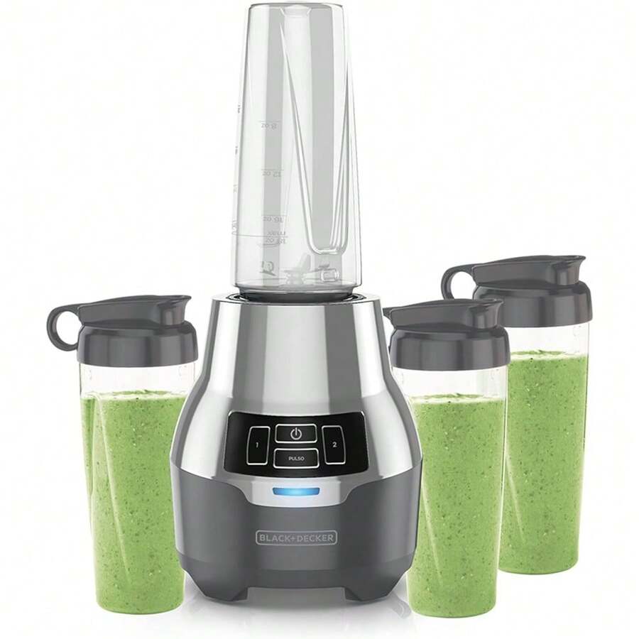 Licuadora personal menos ruidosa 4 vasos individuales PB2004G electrodoméstico cocina portátil resistente fácil limpiar diseño moderno extractor jugos batidos smoothies saludable rápido - 1 - Ver 1