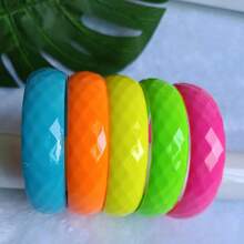 1pc Plastic Bracelet, 1.7cm Wide Rhinestone Surface, Bright Fluorescent Acrylic Resin Candy Color Bangle