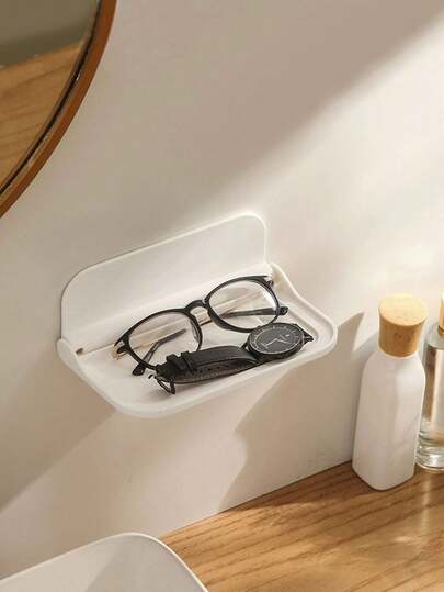 1 pieza Estante de almacenamiento de mesita de noche, tabla plegable colgante de pared para baño, almacenamiento de baño colgante de pared sin perforación, accesorios de teléfono para litera