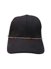 1pc Bling Crystal & Pearl PU Rope Metal Chain Hat Strap Charm, Fashionable Versatile Hat Accessories