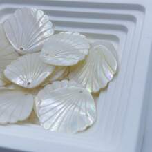 Paquete de 10 colgantes de concha de abulón natural, suministros de fabricación de joyas con forma de abanico, accesorios de artesanía de material de conchas - Multicolor - Ver 9