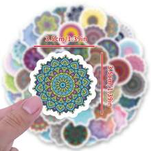 50 PIEZAS Pegatinas de mandala estilo vinilos estéticos para scrapbooking, diarios, paragolpes, monopatines, botellas de agua, dibujos animados, cascos de trabajo, automóviles y decoraciones